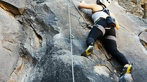 Rock climbing in natural space.