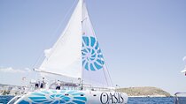 Catamaran sailing in Mallorca through the Bay of Palma with BBQ