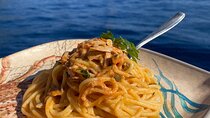Cooking School on Board with Lunch and Swimming in Amalfi Coast