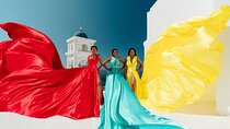 Flying dress Santorini photoshoot experience by Miami Dress Photo