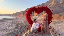 Santorini Vlychada Beach Wedding Proposal with Heart Arch
