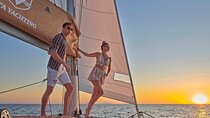 Santorini Gold Catamaran Cruise with BBQ, Drinks and Hotel Pickup