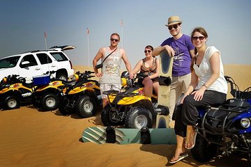 Dubai Desert Morning Tour in 4WD Vehicle: Camel Ride, Quad Bike Tour, Sandboarding, and Camel Farm