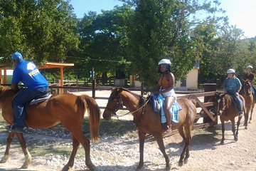 Horseback Ride Ziplining and Dunn's River Falls Adventure from Montego Bay,