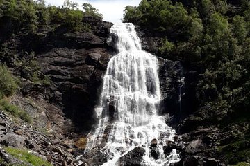 Bride's Veil and Steinsdalsfossen waterfalls with sceneries of Hardanger Fjord