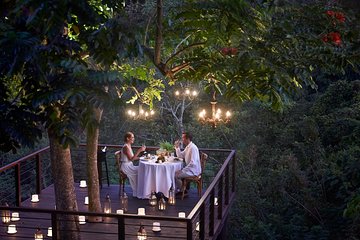 Forest Dining at Tree Deck overlooking lush valley of Ubud