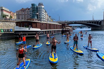 Stand-Up Paddleboarding on the Vltava River in Prague