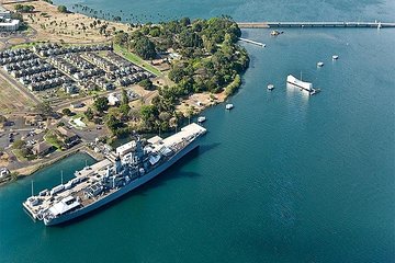 Battleships of WWII at Pearl Harbor from Maui