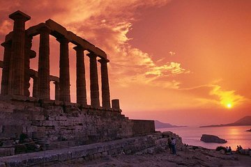 Sunset from the temple of Poseidon at Cape Sounio (Half Day Tour)