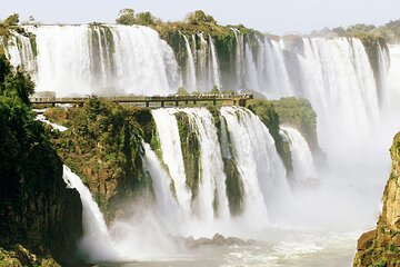 Brazilian Falls With Macuco Safari Boat