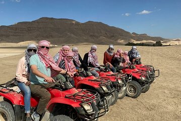 Sunset Desert Quad Bike Safari with Camel Ride and Bedouin Dinner From Hurghada