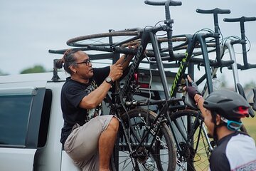 Cycling tour support and evacuation car