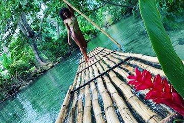 Blue Hole, Secret Falls and Bamboo Rafting Private Tour