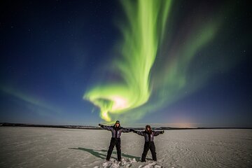 Levi Northern lights by snowmobile