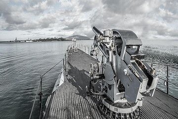 Battleships of WWII at Pearl Harbor from Kauai