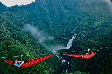 Aerial hammocks, great zip line and waterfall trek in Medellin