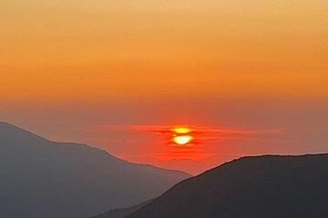 Sunset in Valle Nevado, Andes Mountain Range With Picnic