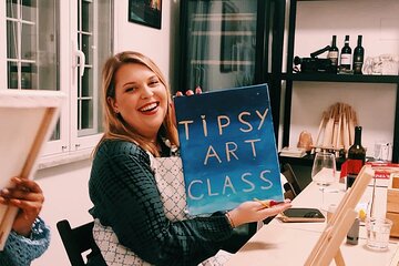 Paint and Free Flowing Wine Art Class in Rome