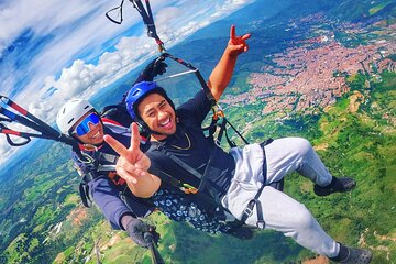 Medellin from the sky in paragliding