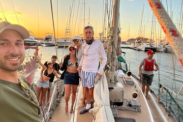 Sunset in the bay of Santa Marta in a sailboat