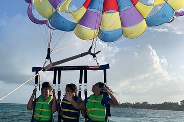 Parasailing above the Caribbean Sea