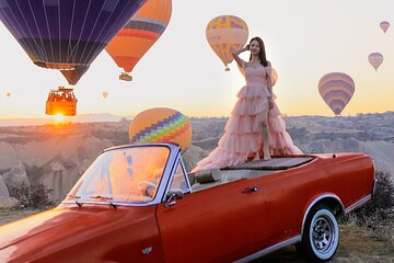 Cappadocia Private Photo Shoot with Flying Dress + Vintage Car