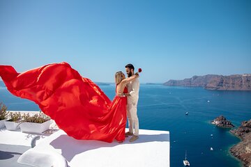 Flying Dress Photoshoot in Santorini
