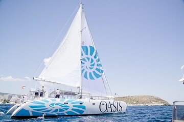 Catamaran sailing in Mallorca through the Bay of Palma with BBQ