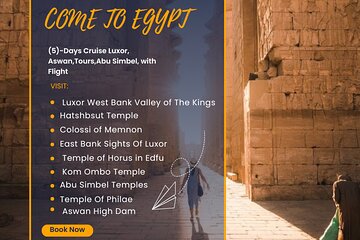 (5)-Days Cruise Luxor, Aswan,Tours,Abu Simbel, with Flight