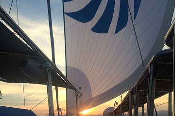 Catamaran sailing at sunset with tapas Palma de Mallorca