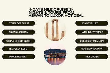 4-Days Nile Cruise 3-Nights & Tours From Aswan To Luxor Hot Deal 