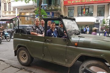 Hanoi Jeep Tour with sightseeing, street food and train street