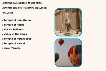 Amazing Sailing Nile Cruise From Aswan For 2 Nights 3 Days Including Balloon 