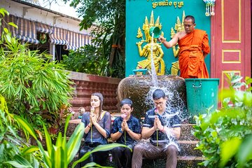 Traditional Khmer Water Blessing by Monk and Lotus Farm Visit