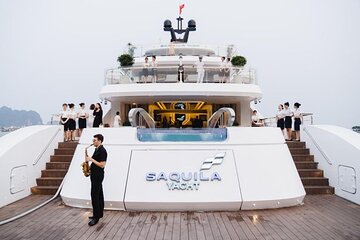 Enjoying the view of Halong City from the Super Yatch