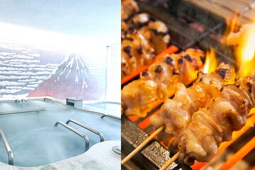 Onsen Spa in Tokyo and Yakitori Perfect Local Half Day with Guide