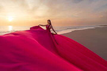 Flying Dress Photoshoot Experience in Amsterdam and Sea Coast