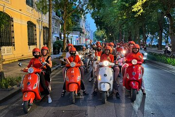 Vespa Female Ao Dai riders Night Street Food + Train Street Tour