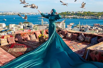  Private Flying Dress Rooftop Photoshoot in Istanbul