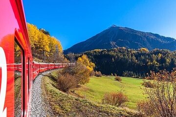 Full Day Tour in Bernina red train and St Moritz from Milan