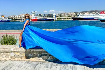 Pireus Cruise Ship Terminal Flying Dress Photoshoot