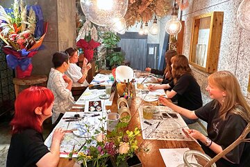 Japanese Fan Painting Workshop ~ in a Tokyo Flower Shop