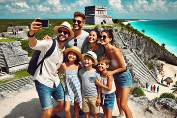 4x1 Full-Day Tour: Tulum, Cobá, Cenote and PDC, from Cancún