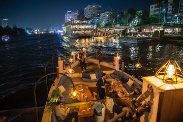 Open Air Nile Dinner Cruise with Sunset or Night Vibes 