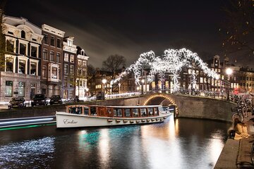 Amsterdam Light Festival: All-In Canal Cruise Covered Saloon Boat