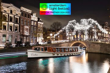 Amsterdam Light Festival: Canal Cruise Covered Saloon Boat