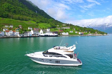 Bergen to Hardangerfjord VIP car + private yacht Fjord cruise