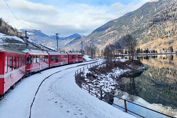 Lake Como, Swiss Alps and Bernina train. From Milan