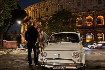 Fiat500 Sunset&Night private tour, with a Roman, pick-up included