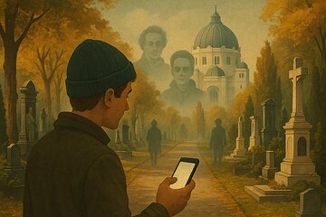 Mobile puzzle rally tour at the Vienna Central Cemetery